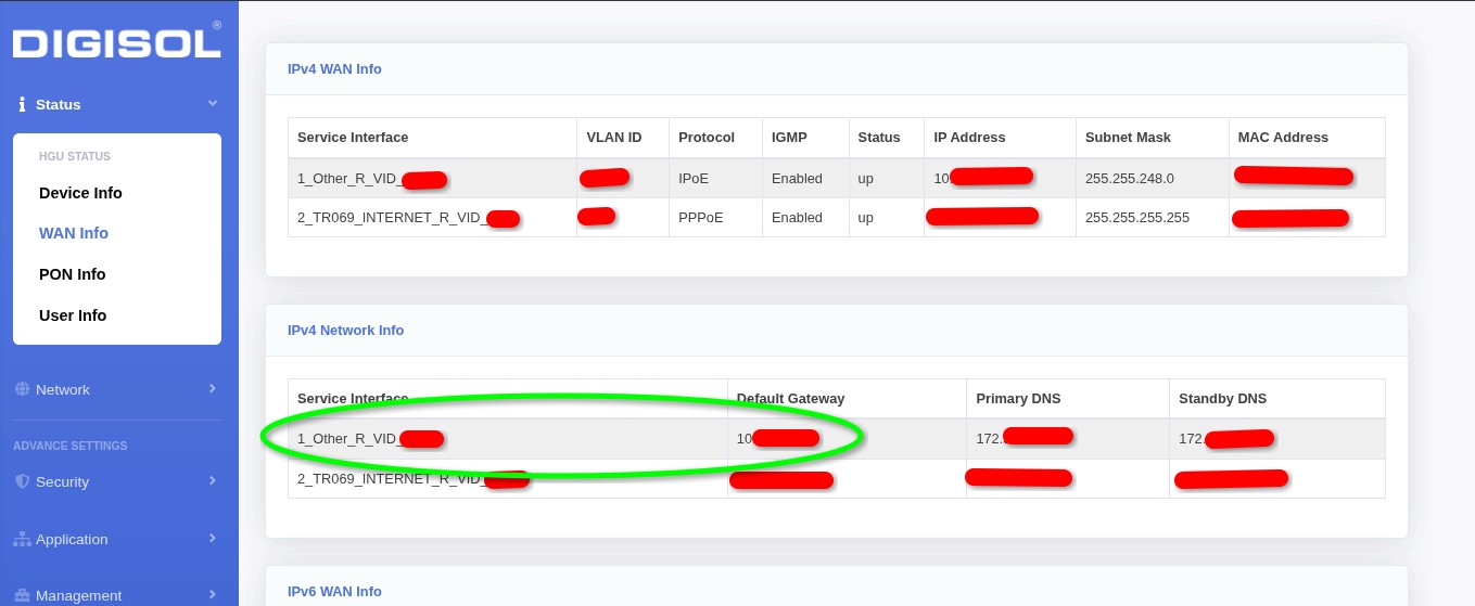 WAN status page